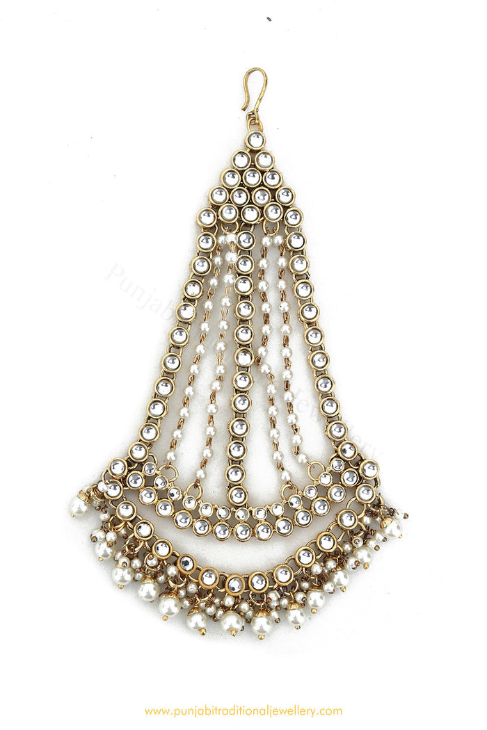 Gold Finished Kundan Pearl Passa By PTJ Exclusive