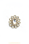 Gold Finished Kundan Ring By PTJ