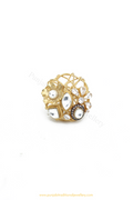 Gold Finished Kundan Ring By PTJ