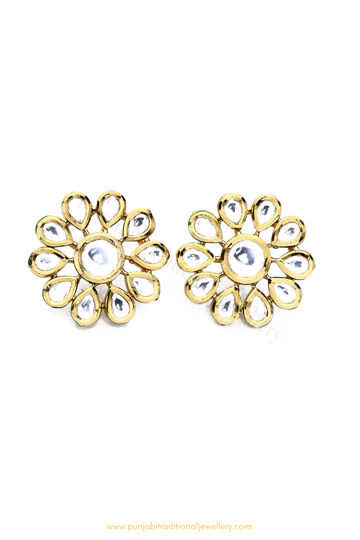 Gold Finished Kundan Studs By PTJ