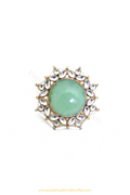 Gold Finished Mint Kundan Ring By PTJ