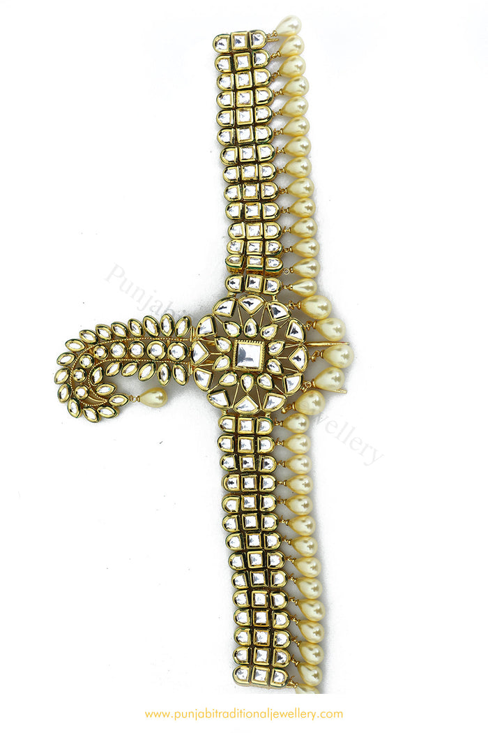 Gold Finished Pearl Kundan Kalgi | Punjabi Traditional Jewellery Exclusive
