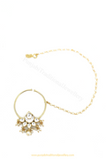 Gold Finished Pearl Kundan Nath By PTJ