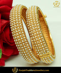 Gold Finished Pearl Openable Karra Bangles (Pair)| Punjabi Traditional Jewellery Exclusive
