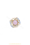 Gold Finished Pink Kundan Ring By PTJ