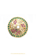 Gold Finished Rubby Emerald Jadau Ring By PTJ