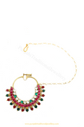 Gold Finished Rubby Emerald Kundan Nath By PTJ