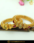 Gold Finished Rubby Johda bangles Openable Bangles (Pair) | Punjabi Traditional Jewellery Exclusive