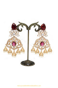 Gold Finished Rubby Kundan Earrings by PTJ