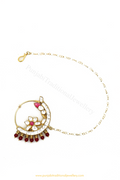 Gold Finished Rubby Kundan Nath By PTJ