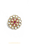 Gold Finished Rubby Kundan Ring By PTJ