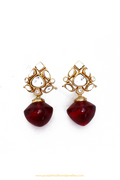 Gold Finished Rubby Kundan Studs By PTJ