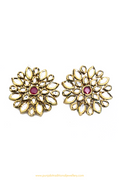 Gold Finished Rubby Kundan Studs By PTJ
