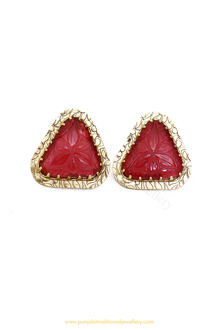 Gold Finished Rubby Studs By PTJ