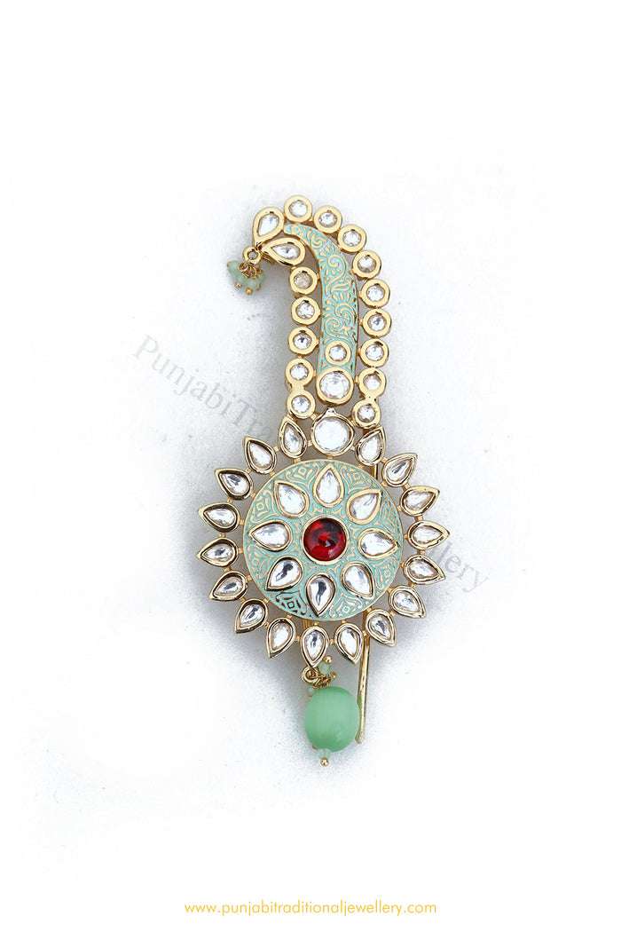 Gold Finished Ruby Emerald Kundan Kalgi | Punjabi Traditional Jewellery Exclusive