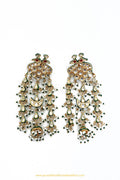 Gold Finished Semi Precious Pearl Kundan Earrings by PTJ