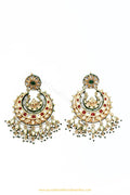 Gold Finished Semi Precious Rubby  Kundan Earrings by PTJ