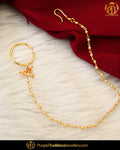 Gold Finished Without hole Nose Pin with Chain | Punjabi Traditional Jewellery Exclusive