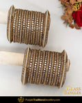 Gold Kundan (For Both Hands) Glass Bangles Set | Punjabi Traditional Jewellery Exclusive