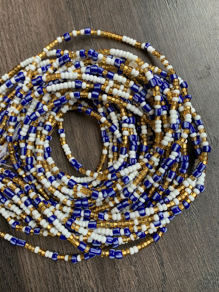Gold White and Blue, Waist Beads
