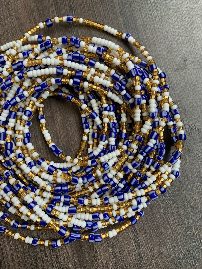 Gold White and Blue, Waist Beads