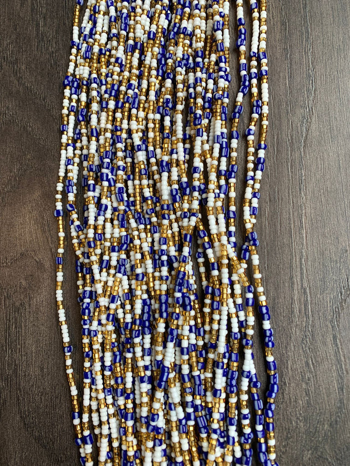Gold White and Blue, Waist Beads