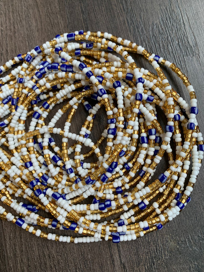 Gold White and Blue, Waist Beads