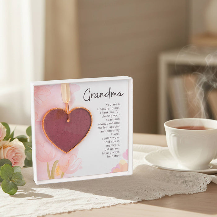 Grandma Keepsake Gift – Handmade Stained Glass Heart