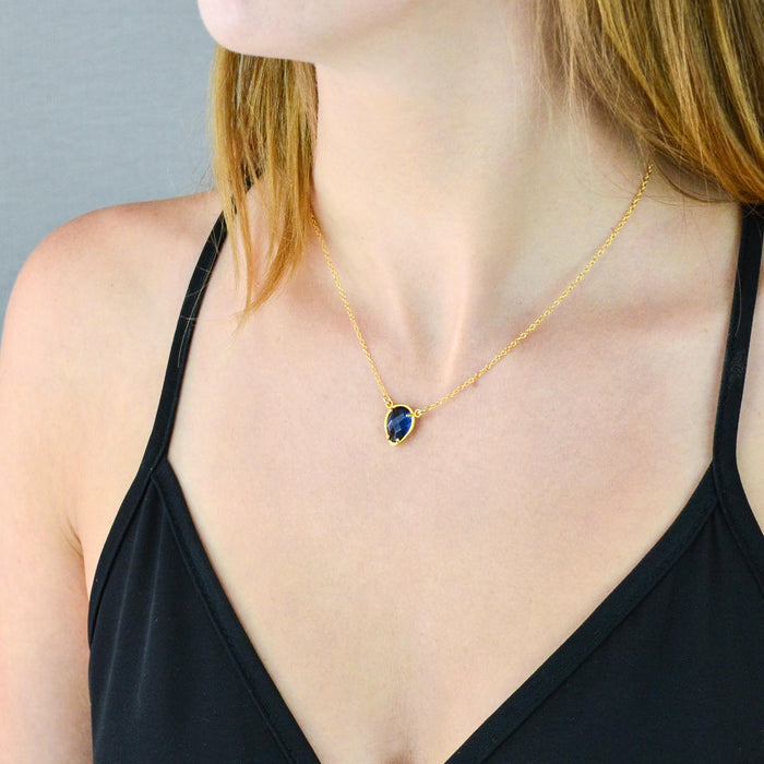 Green Onyx Upside Down Teardrop Station Necklace