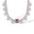 Gundlinda Purple Square Floral Drop Earrings & Necklace Set