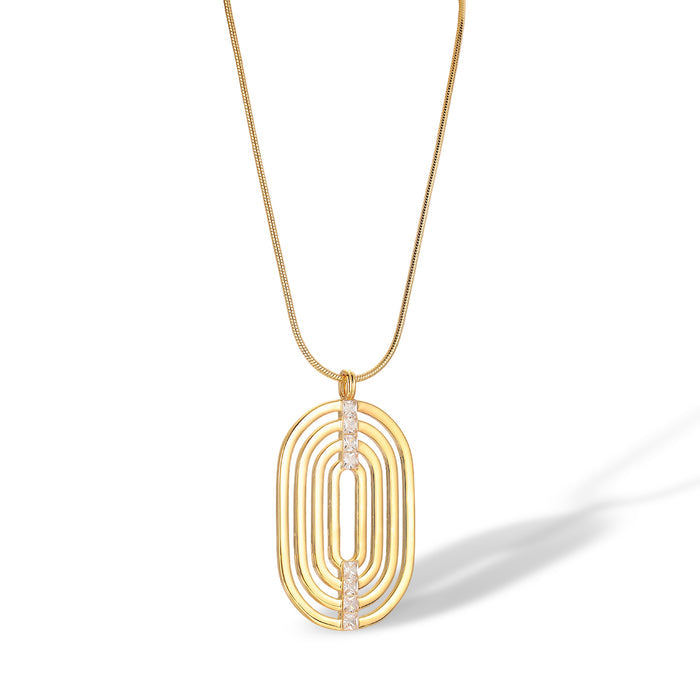 Gundrada 14K Gold Layered Openwork Oval Necklace