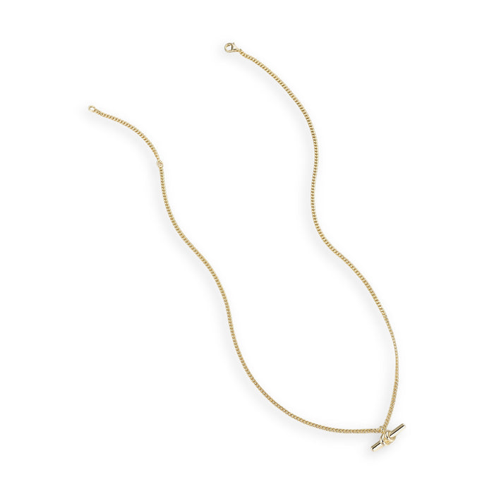 Gundrunia 14K Gold Twisted Knot T Bar Necklace