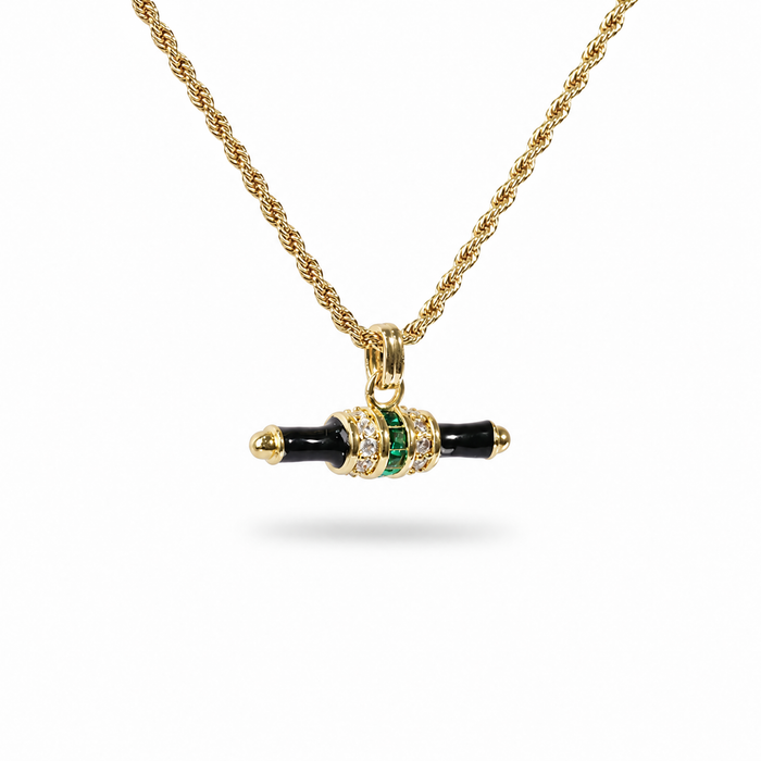 Gundwina Black Horizontal T Bar Necklace