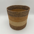 Handwoven Natural Bin with dark brown accent