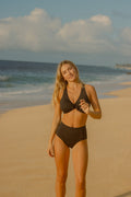 Harley Bikini Top | Onyx Criss Cross Back & Tie Front