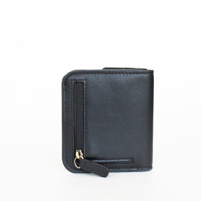 Harper Wallet | Ebony Vegan Leather RFID Compact Card Holder