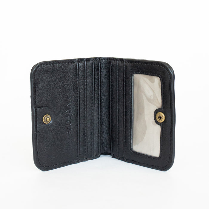Harper Wallet | Ebony Vegan Leather RFID Compact Card Holder