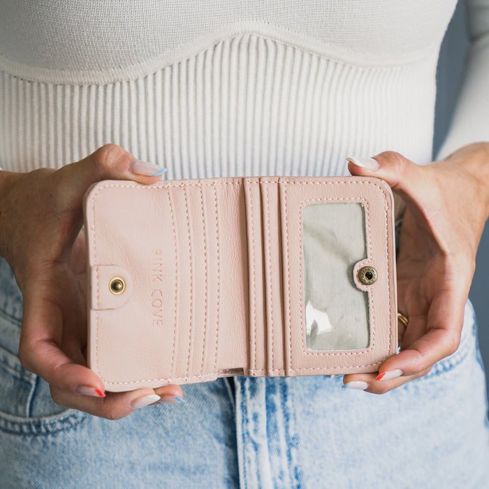 Harper Wallet | Pink Vegan Leather RFID Compact Card Holder