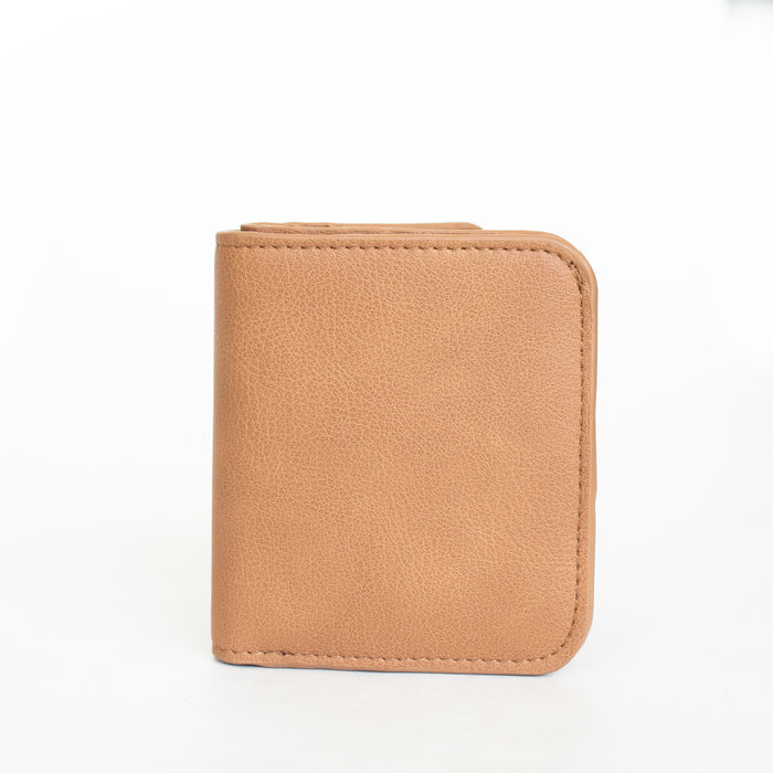 Harper Wallet | Saddle Vegan Leather RFID Compact Card Holder