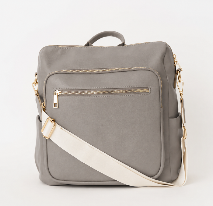Hazel Bag | Matte Ash Premium Vegan Leather Convertible Backpack