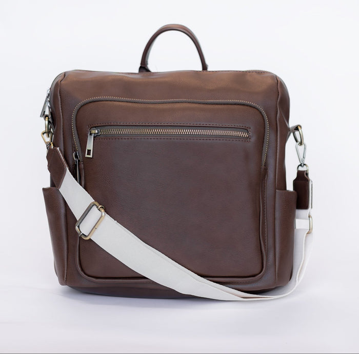 Hazel Bag | Mocha Premium Vegan Leather Convertible Everyday Tote