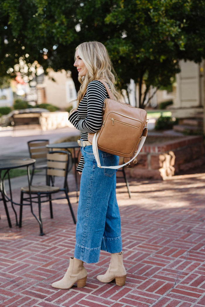 Hazel Bag | Saddle Premium Vegan Leather Convertible Everyday Tote