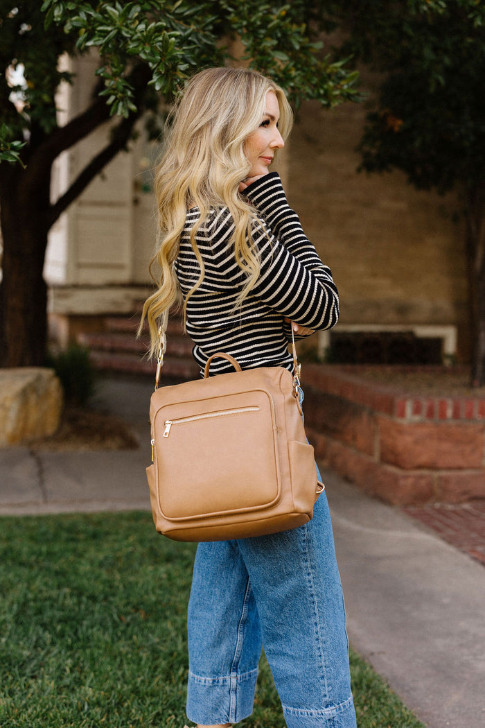 Hazel Bag | Saddle Premium Vegan Leather Convertible Everyday Tote