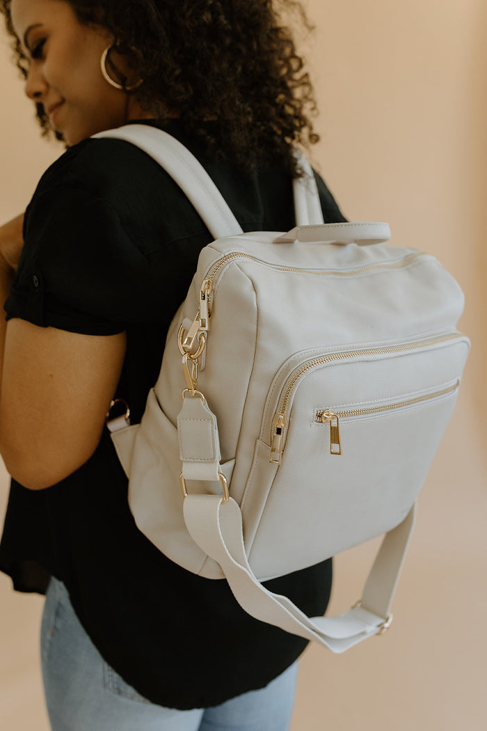 Hazel Bag | Stone Premium Vegan Leather Convertible Everyday Tote