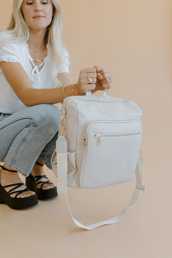 Hazel Bag | Stone Premium Vegan Leather Convertible Everyday Tote