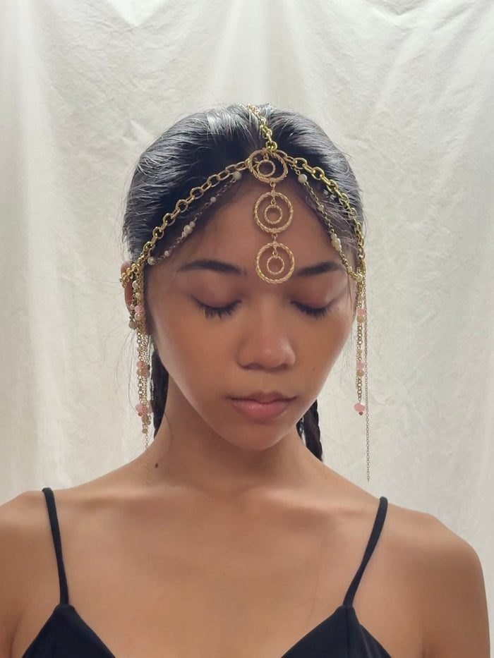 Headpiece: Gold and Pink Simple Dainty Short Piece