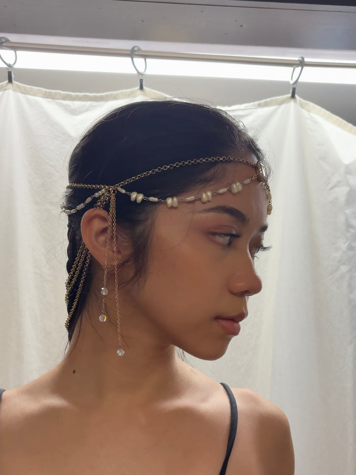 Headpiece: Gold and Silver Pearl Simple Dainty Short Piece