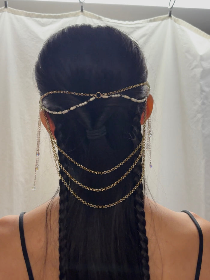 Headpiece: Gold and Silver Pearl Simple Dainty Short Piece
