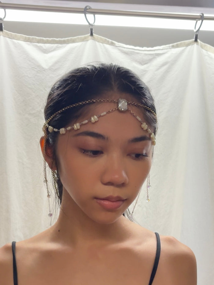 Headpiece: Gold and Silver Pearl Simple Dainty Short Piece