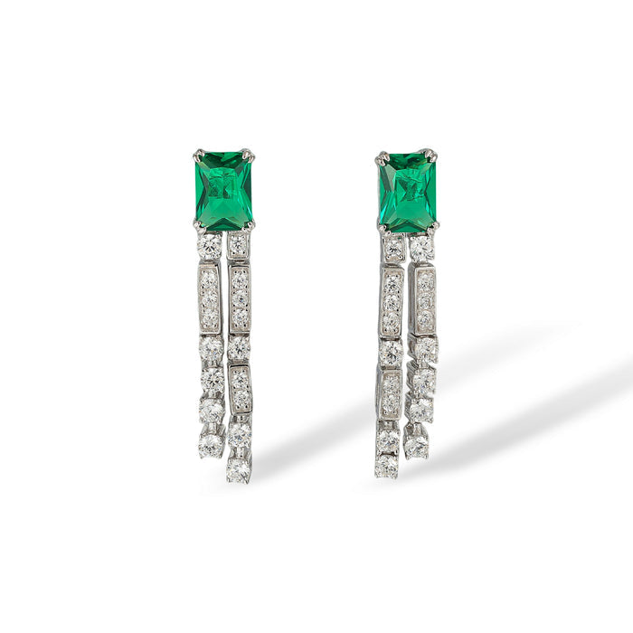 Helin Green Rectangular Drop Earrings